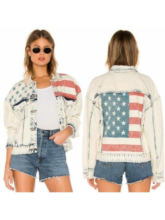 Blank NYC Jackets & Blazers - Blank NYC American Flag Distressed Denim Jacket Size S